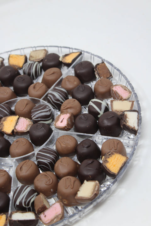 assortment of artisan chocolates on dish