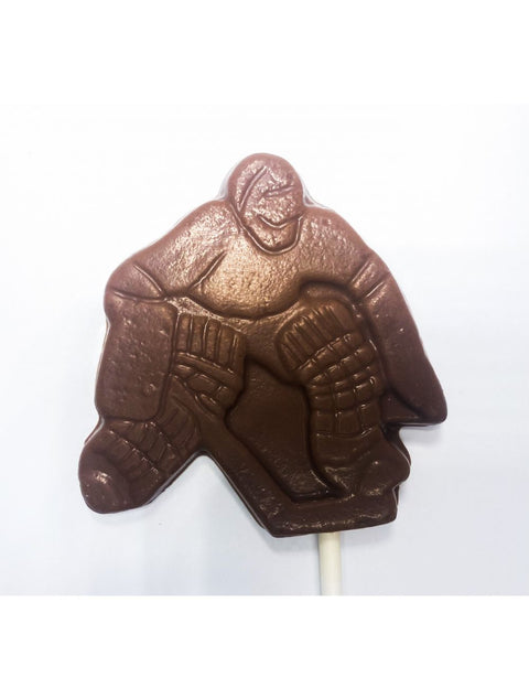HOCKEY PLAYER POP - MILK chocolate treat from Phillips Chocolate, perfect for sports fans and sweet tooths.