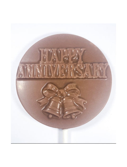 Anniversary Pop - Milk chocolate treat from Phillips Chocolate, perfect for celebrations and customizable for orders over 30 pops.