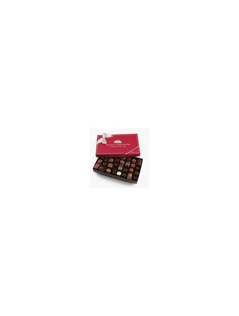 2lb Milk and Dark Assortment by Phillips Chocolate, featuring an enticing selection of assorted creams, caramels, jellies, nuts, and crisp centers, all covered in premium milk and dark chocolate.