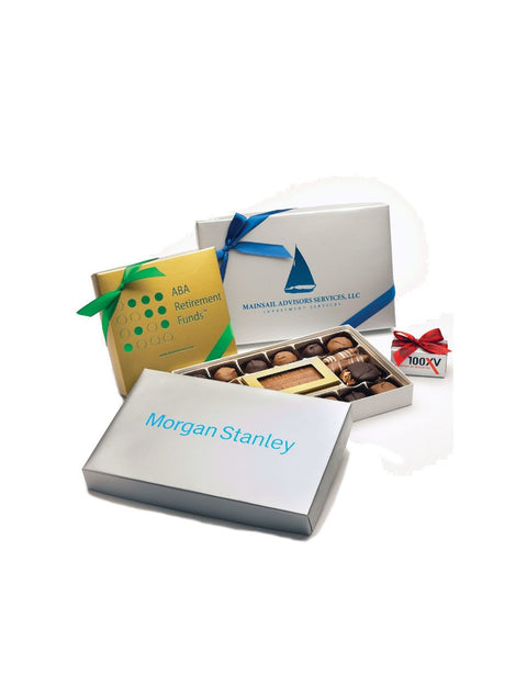 Large Corporate Box filled with delicious handmade chocolates from Phillips Chocolates, perfect for client gifts or employee rewards.