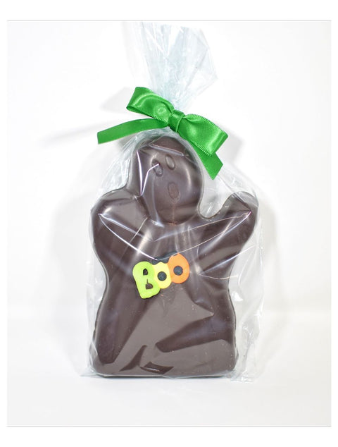 Boo Ghost - Dark Chocolate, handcrafted spooky ghost chocolate perfect for Halloween parties from Phillips Chocolate.