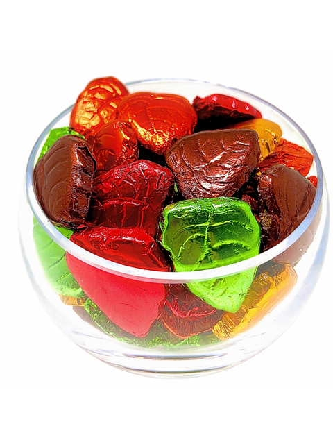 Milk Fall Leaves - Premium milk chocolate autumn-themed treats wrapped in vibrant foil colors.