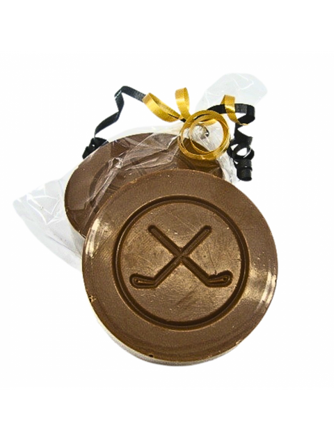 Milk Chocolate Puck by Phillips Chocolate, a solid milk chocolate treat perfect for hockey fans, weighing 2.25 oz.