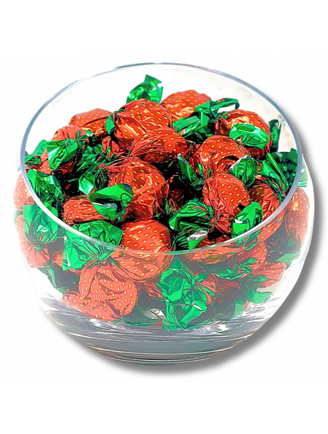 Strawberry filled Bon Bons by Phillips Chocolate - a delightful treat with a crunchy candy shell and sweet strawberry center, individually wrapped in an 8oz bag.