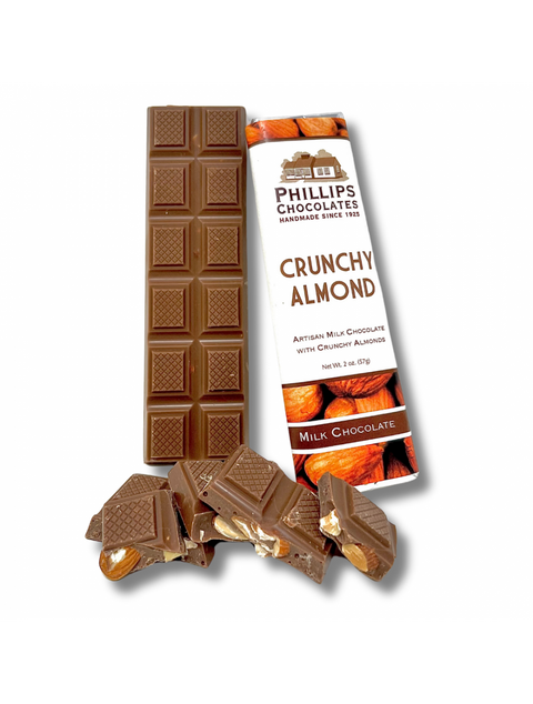 Milk Crunchy Almond Chocolate Bar by Phillips Chocolate - classic crunchy almond treat