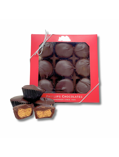 DARK- 9 PACK peanut butter cup by Phillips Chocolate, a delicious treat for peanut butter lovers.