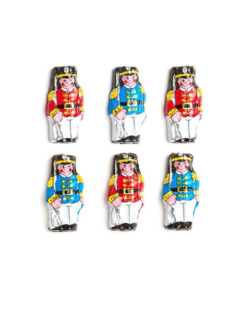 Mini Milk Chocolate Soldiers - Bite sized, delicious premium milk chocolate wrapped in foil with detailed soldier designs.