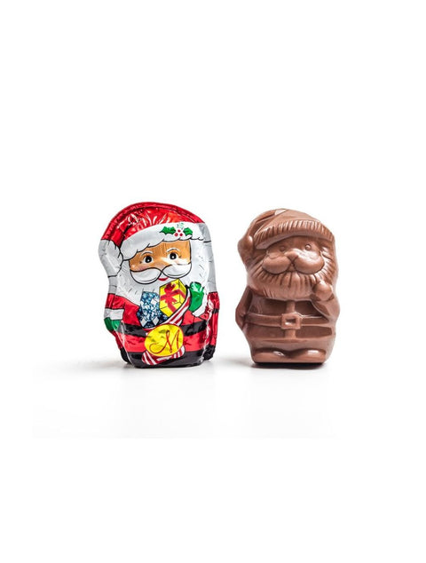 1 oz. Santa - hollow chocolate, a highly detailed, semi-solid premium milk chocolate Santa by Phillips Chocolate, wrapped in foil.