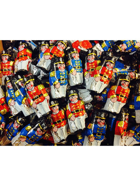 Mini Milk Chocolate Soldiers - 8 oz. bag of solid milk chocolate soldiers featuring assorted designs.
