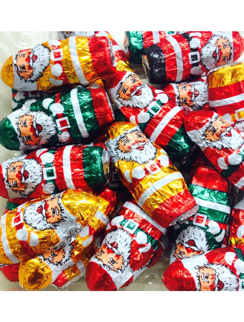 Mini Milk Santas - A bag of highly detailed, delicious milk chocolate Santas perfect for holiday treats.