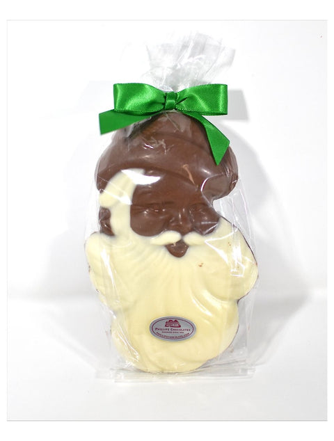 Santa Face chocolate treat by Phillips Chocolate, made with milk and white chocolate, perfect for festive occasions and stocking stuffers.