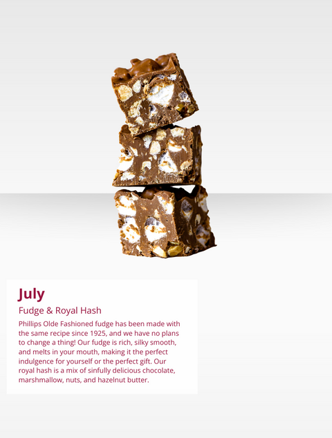 Tempting selection of gourmet chocolates in the Chocolate of Month Club from Phillips Chocolate.