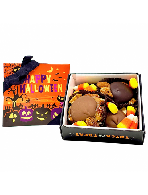Delicious 4 Turtles with Candy Corn from Phillips Chocolate, perfect for a sweet treat
