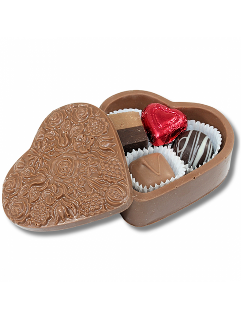 Chocolate Heart Box filled with assorted handmade chocolates, perfect for gifts.
