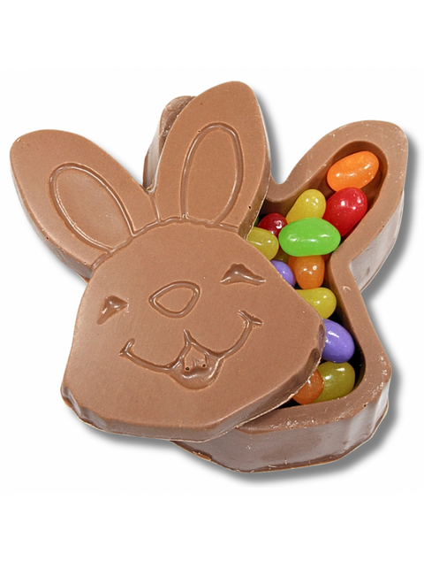 Bunny Face Milk Jelly Beans - delicious milk chocolate bunny filled with colorful jelly beans, perfect for Easter treats or candy lovers.